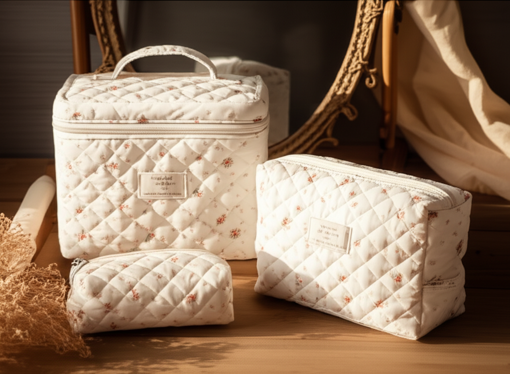 Ensemble de 3 Trousses de maquillage « Fleur Sauvage » - Petit, Moyen, Grand - Orra Atelier