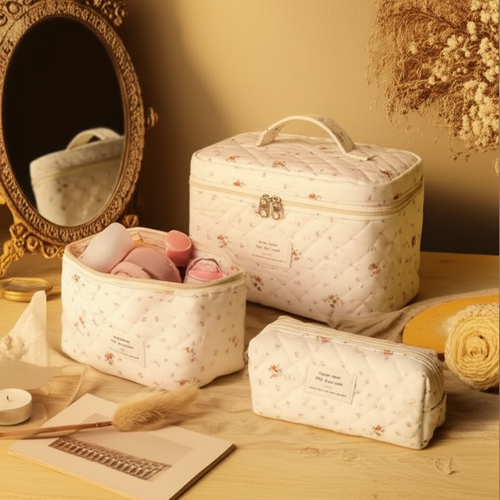 Trousse de toilette « Fleur Sauvage » en coton naturel - Orra Atelier