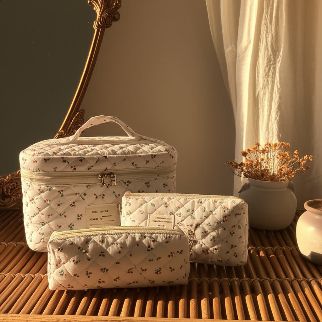 Trousse de toilette "Cerisa" en coton naturel - Orra Atelier