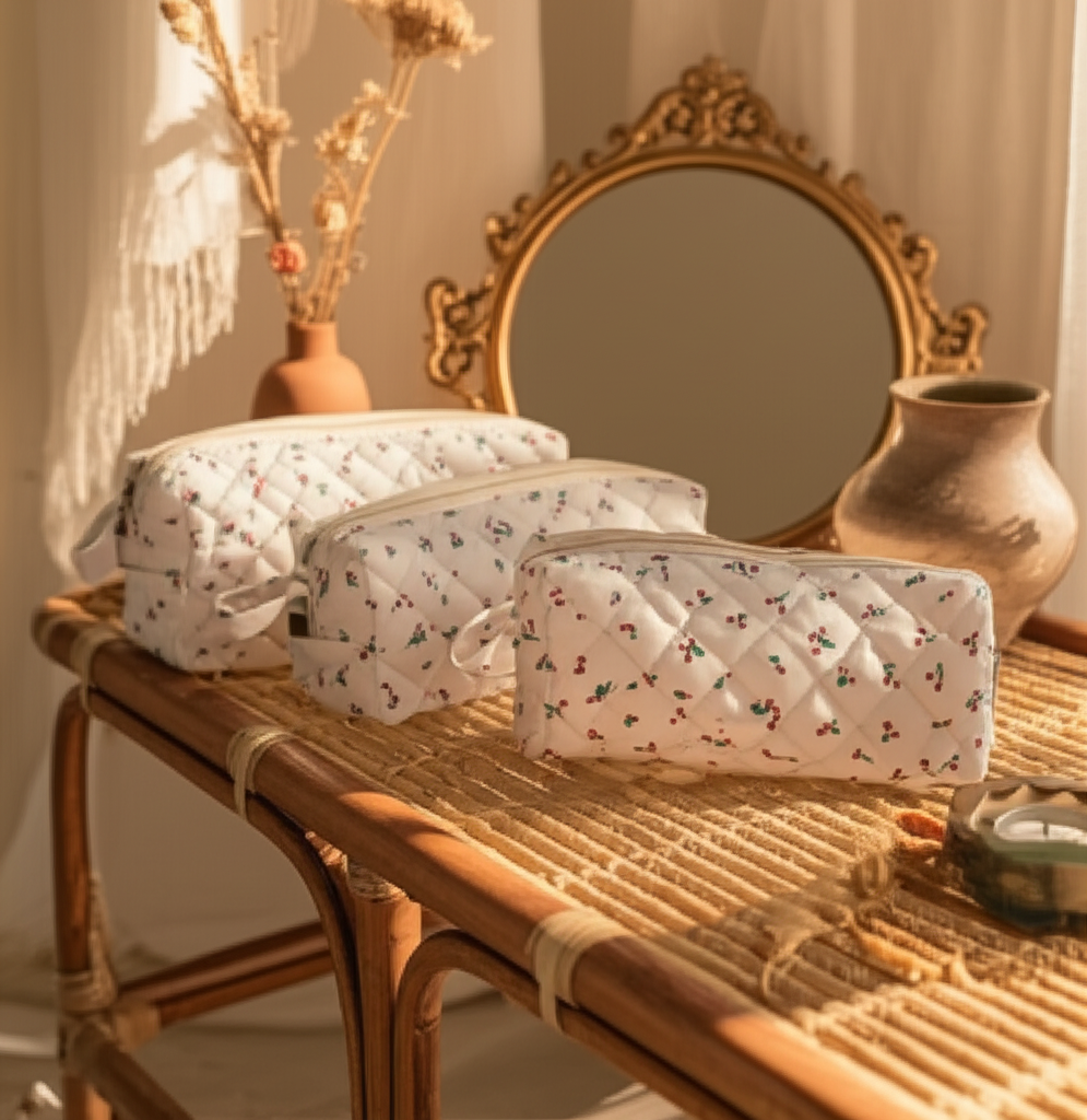 Trousse de toilette "Cerisa" en coton naturel - Orra Atelier