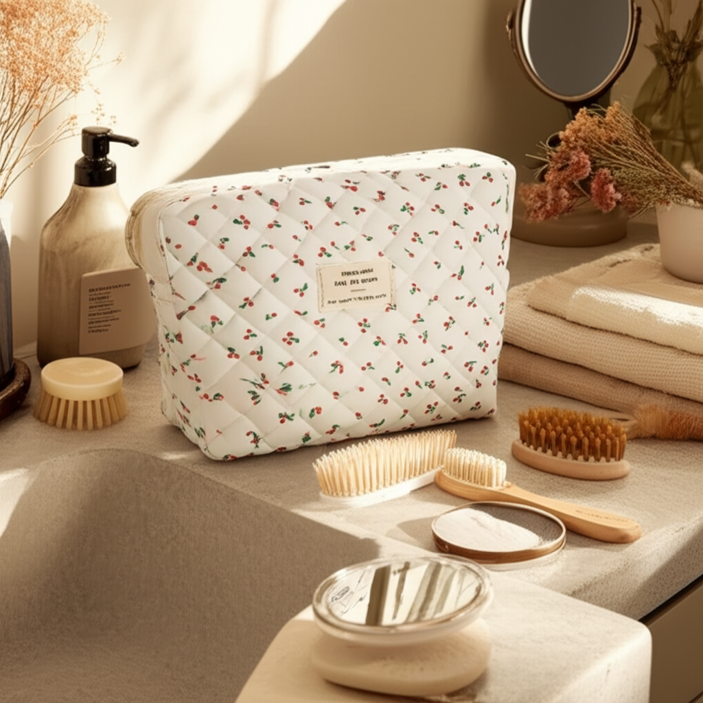 Trousse de toilette "Cerisa" en coton naturel - Orra Atelier