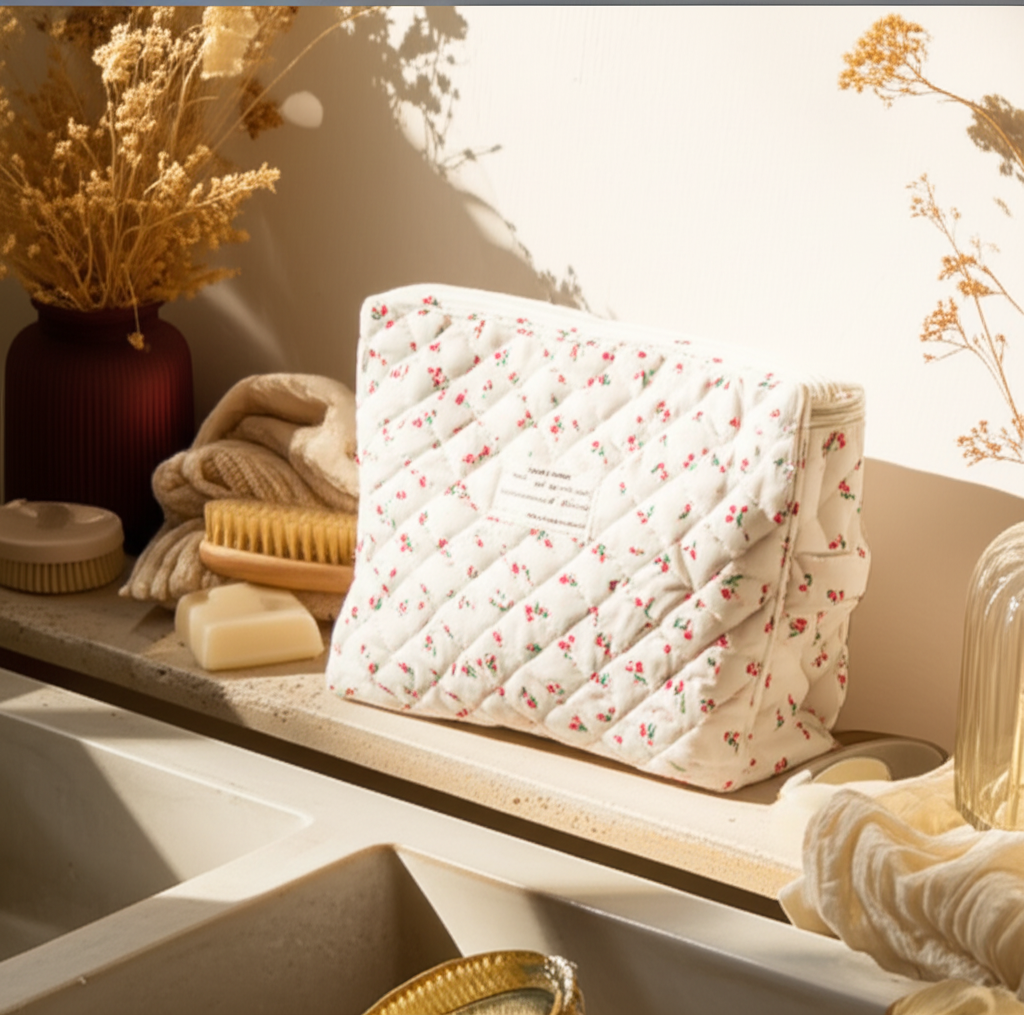 Trousse de toilette "Cerisa" en coton naturel - Orra Atelier