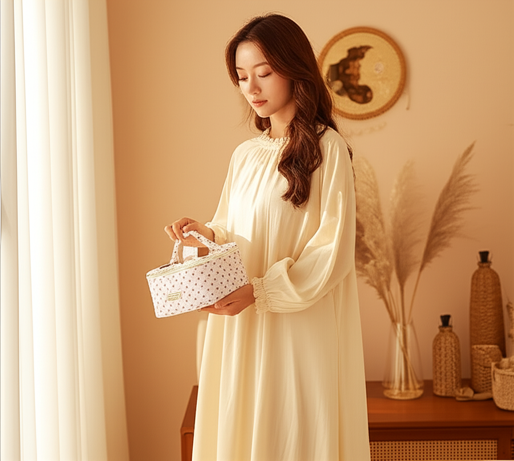 Trousse de toilette "Cerisa" en coton naturel - Orra Atelier