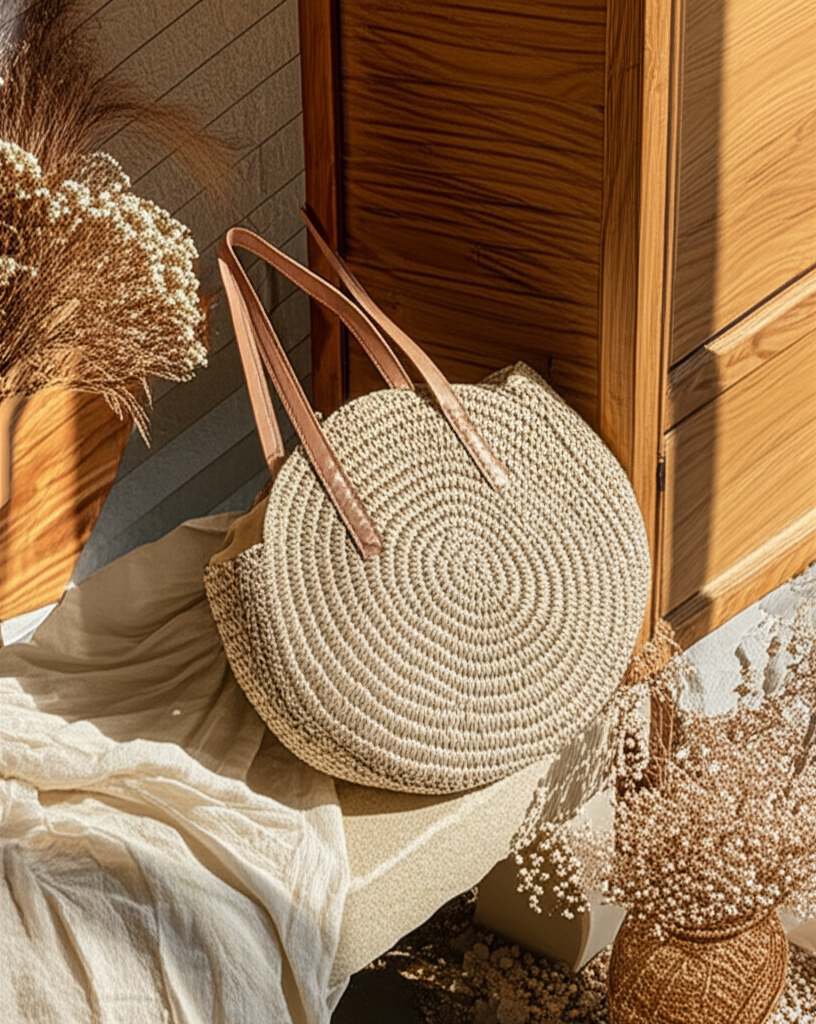 Sac rond bohème “Rivage” – Tressage ajouré - Orra Atelier