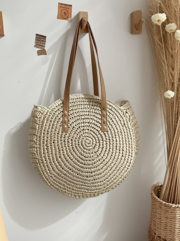 Sac rond bohème “Rivage” – Tressage ajouré - Orra Atelier