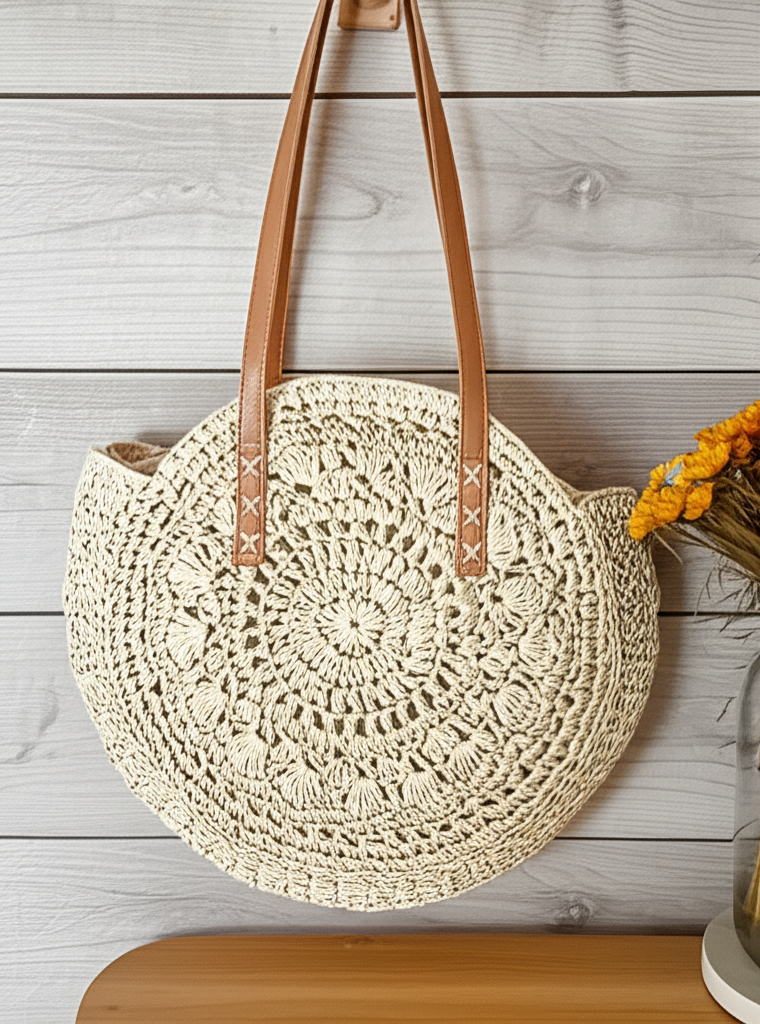 Sac rond bohème “Rivage” – Tressage ajouré - Orra Atelier