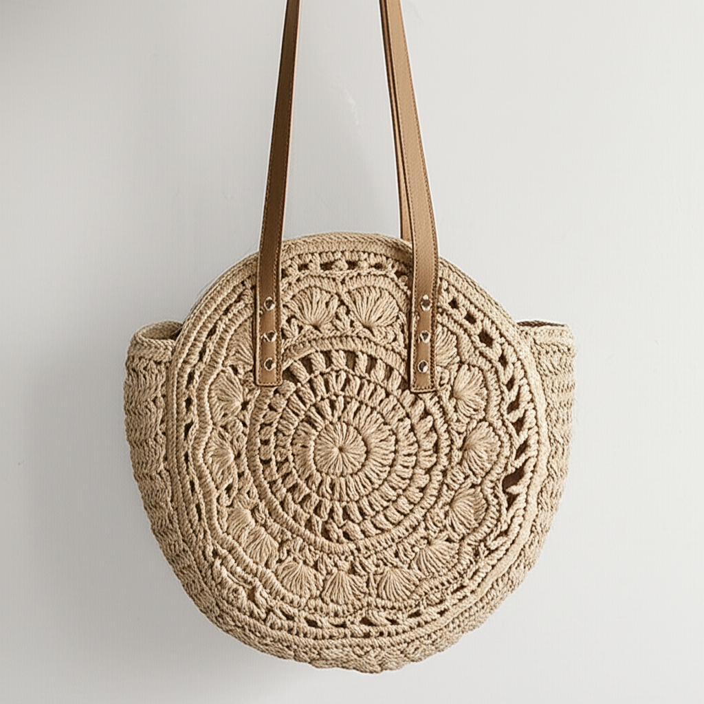 Sac rond bohème “Rivage” – Tressage ajouré - Orra Atelier