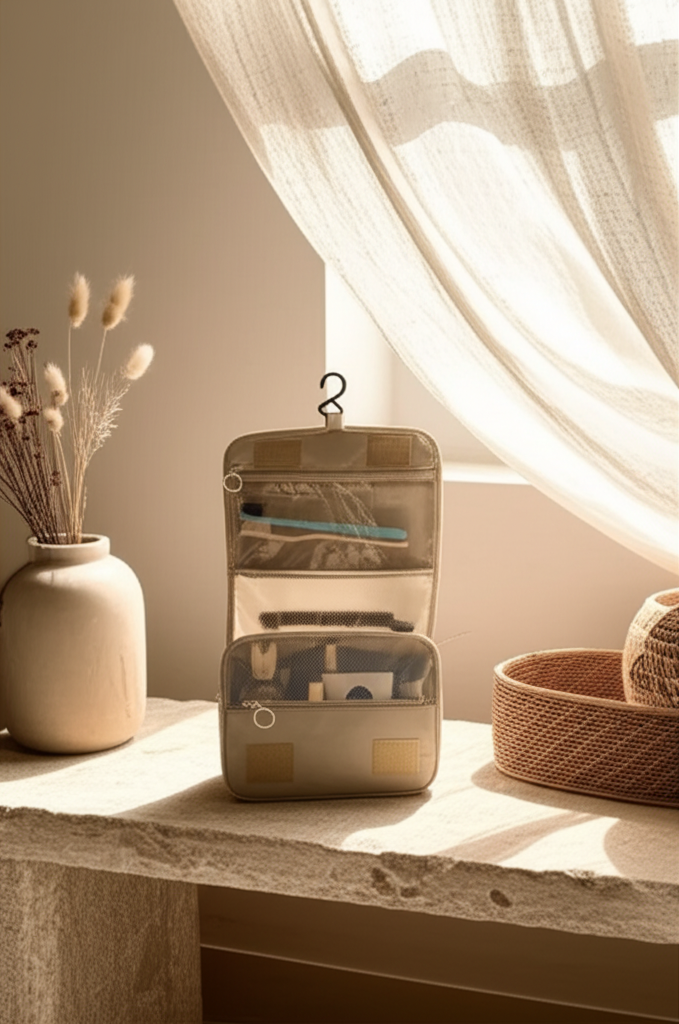 Trousse de toilette "Travel" à crochet – Étanche & ultra-pratique - Orra Atelier