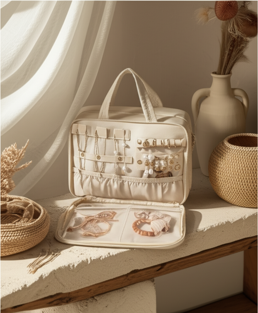 Trousse à cosmétiques pliable matelassé – Grande capacité & multifonctionnel - Orra Atelier