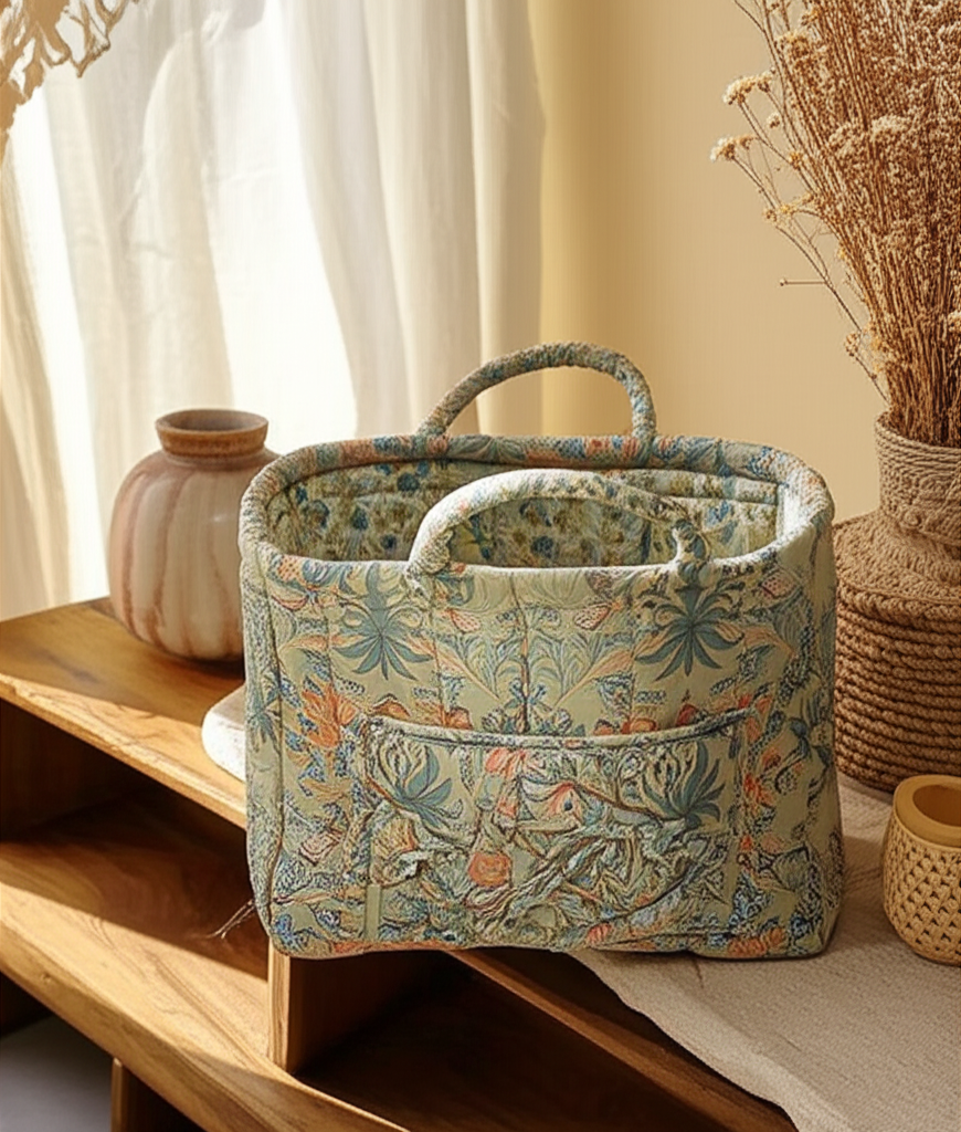 Panier de rangement pliable en tissu naturel – Style pastoral chic - Orra Atelier