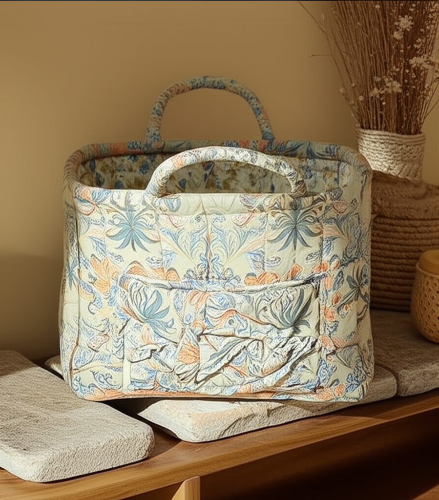 Panier de rangement pliable en tissu naturel – Style pastoral chic - Orra Atelier