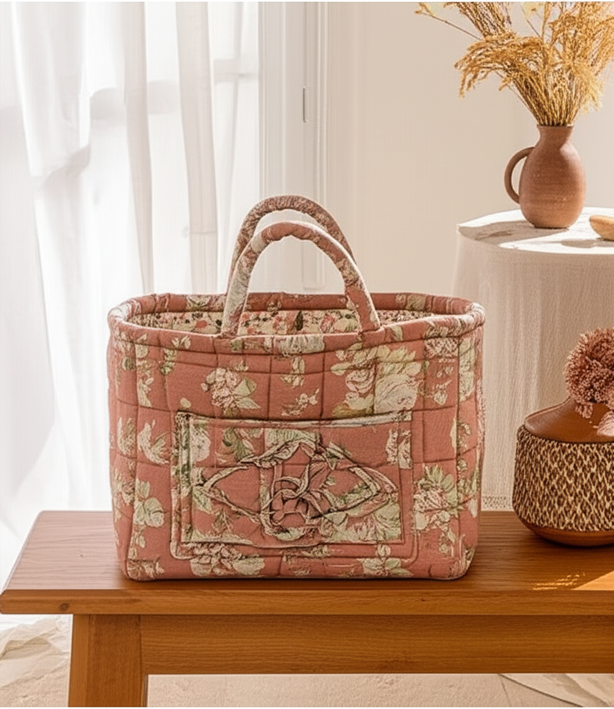 Panier de rangement pliable en tissu naturel – Style pastoral chic - Orra Atelier