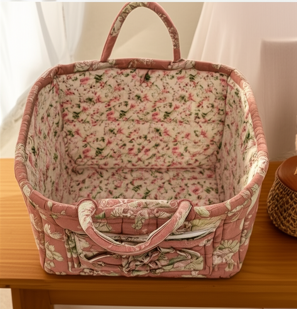 Panier de rangement pliable en tissu naturel – Style pastoral chic - Orra Atelier