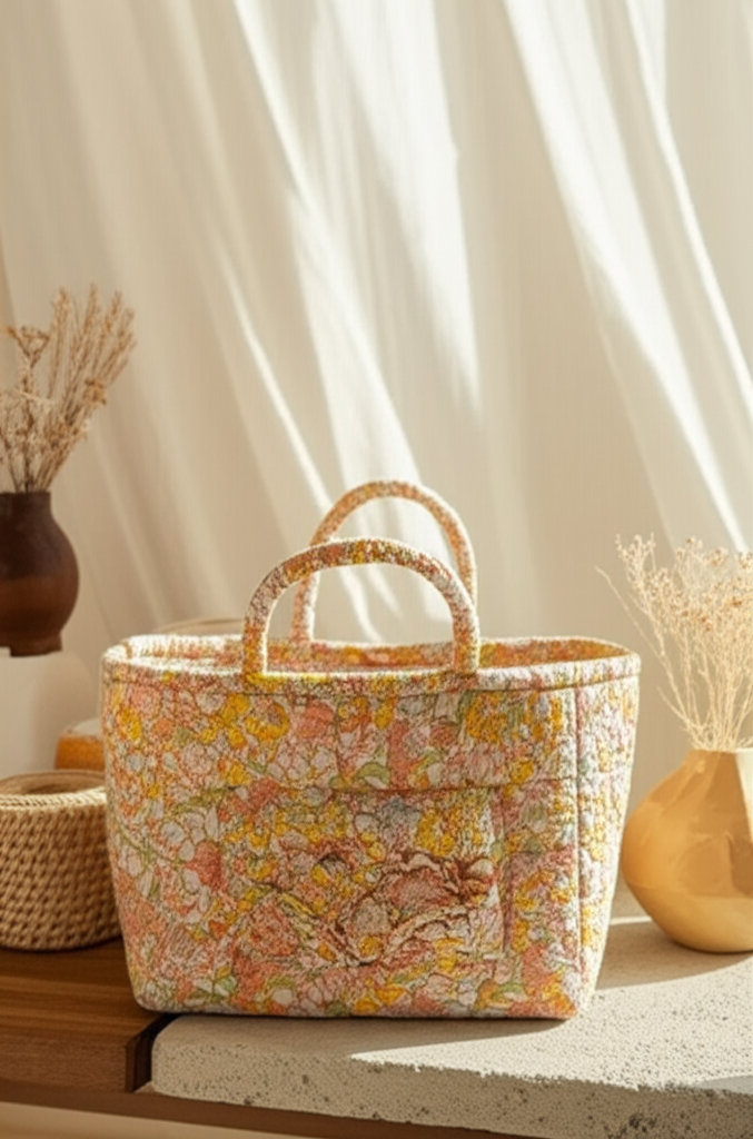 Panier de rangement pliable en tissu naturel – Style pastoral chic - Orra Atelier