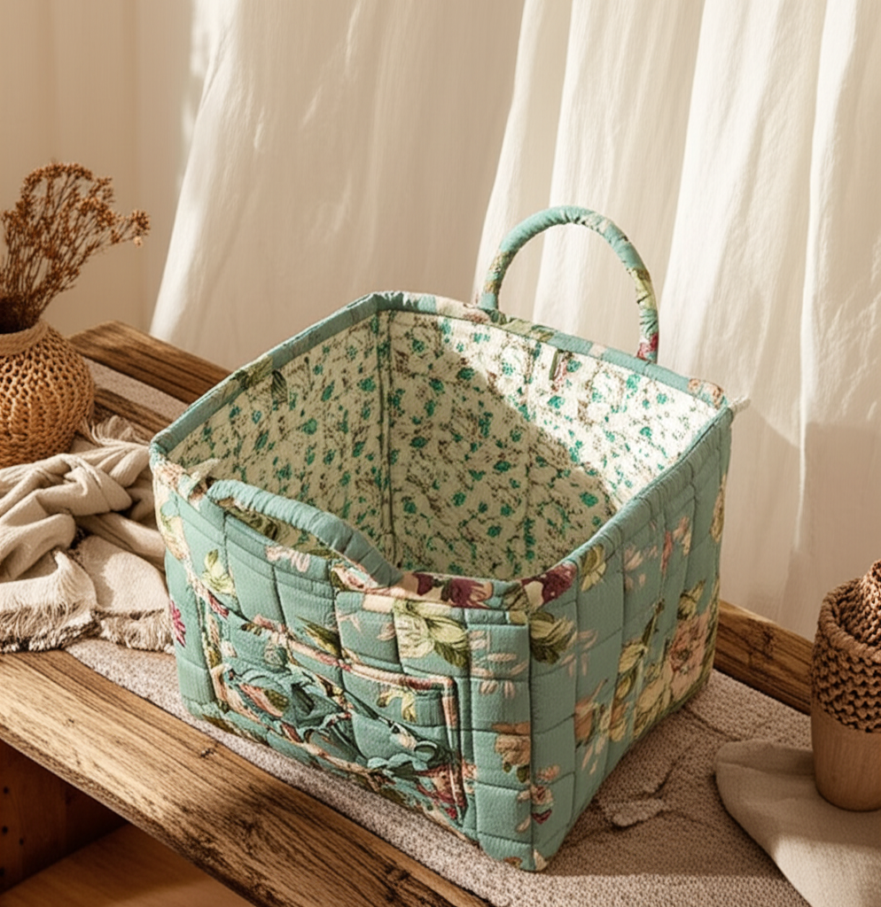 Panier de rangement pliable en tissu naturel – Style pastoral chic - Orra Atelier