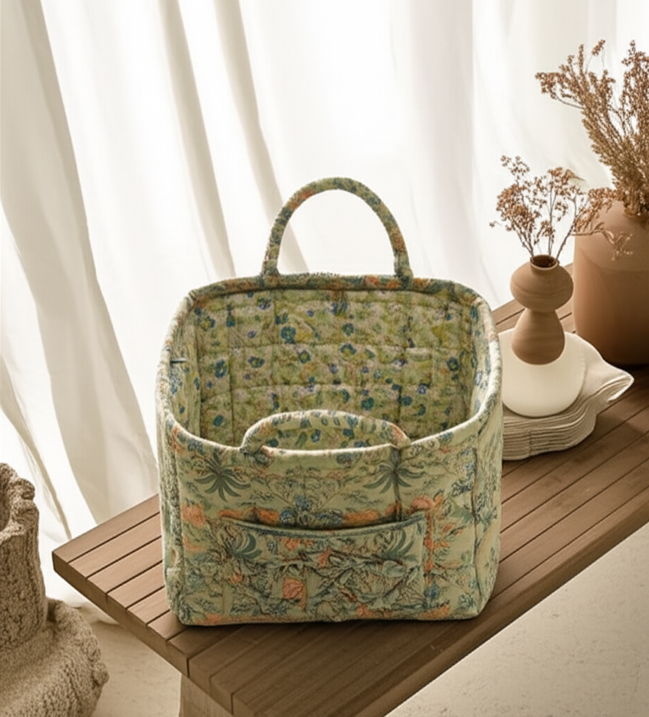 Panier de rangement pliable en tissu naturel – Style pastoral chic - Orra Atelier