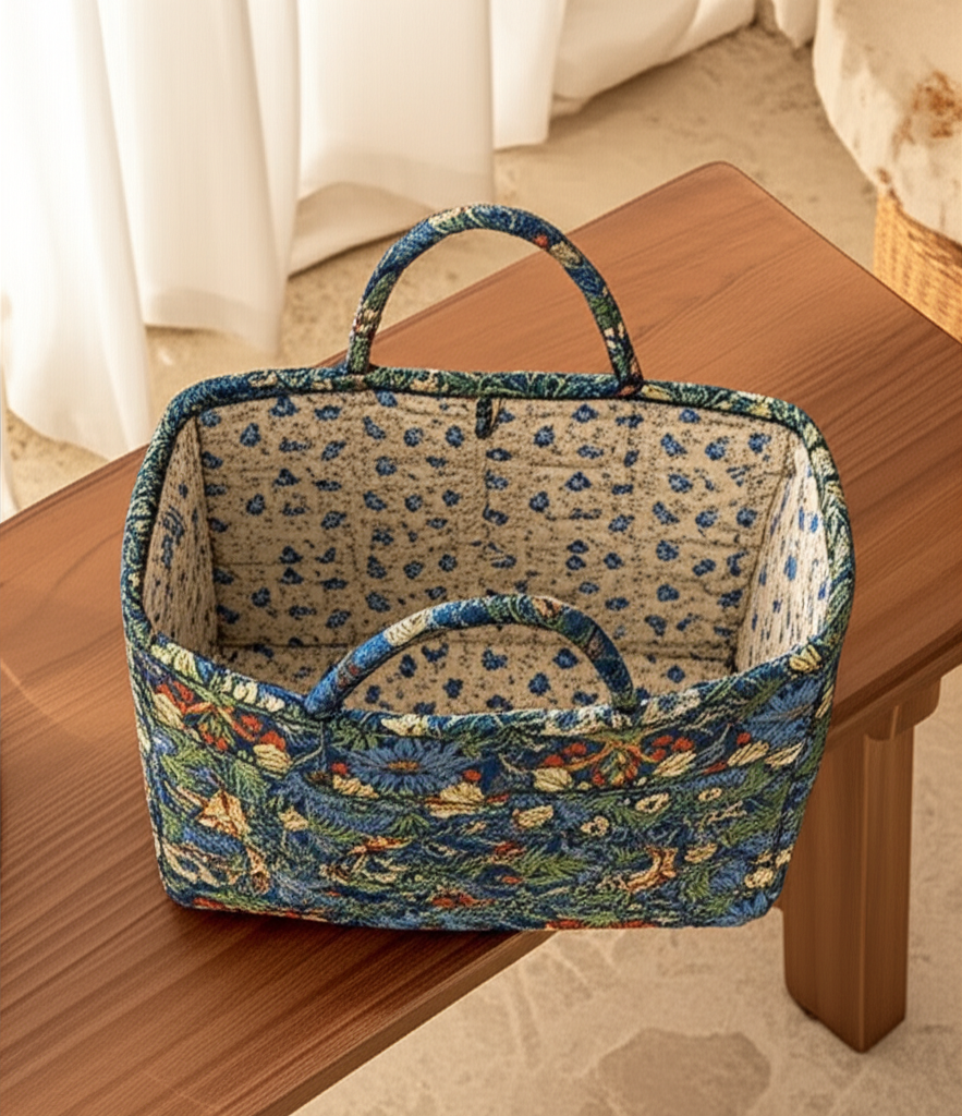 Panier de rangement pliable en tissu naturel – Style pastoral chic - Orra Atelier