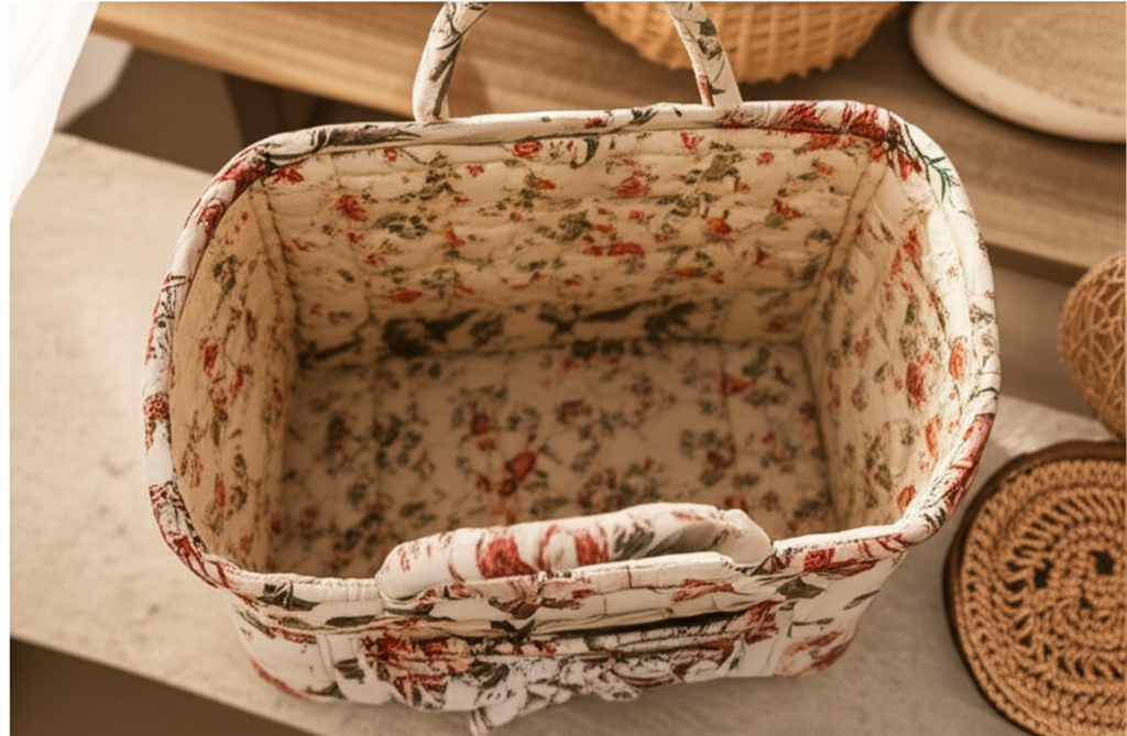 Panier de rangement pliable en tissu naturel – Style pastoral chic - Orra Atelier