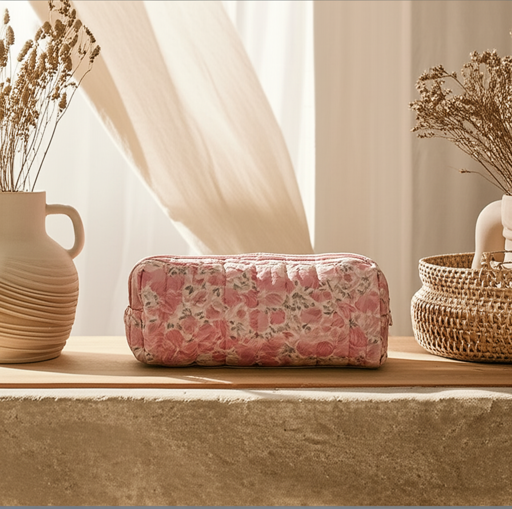 Trousse de toilette « Éclat Bohème » – Rose écrasée - Orra Atelier