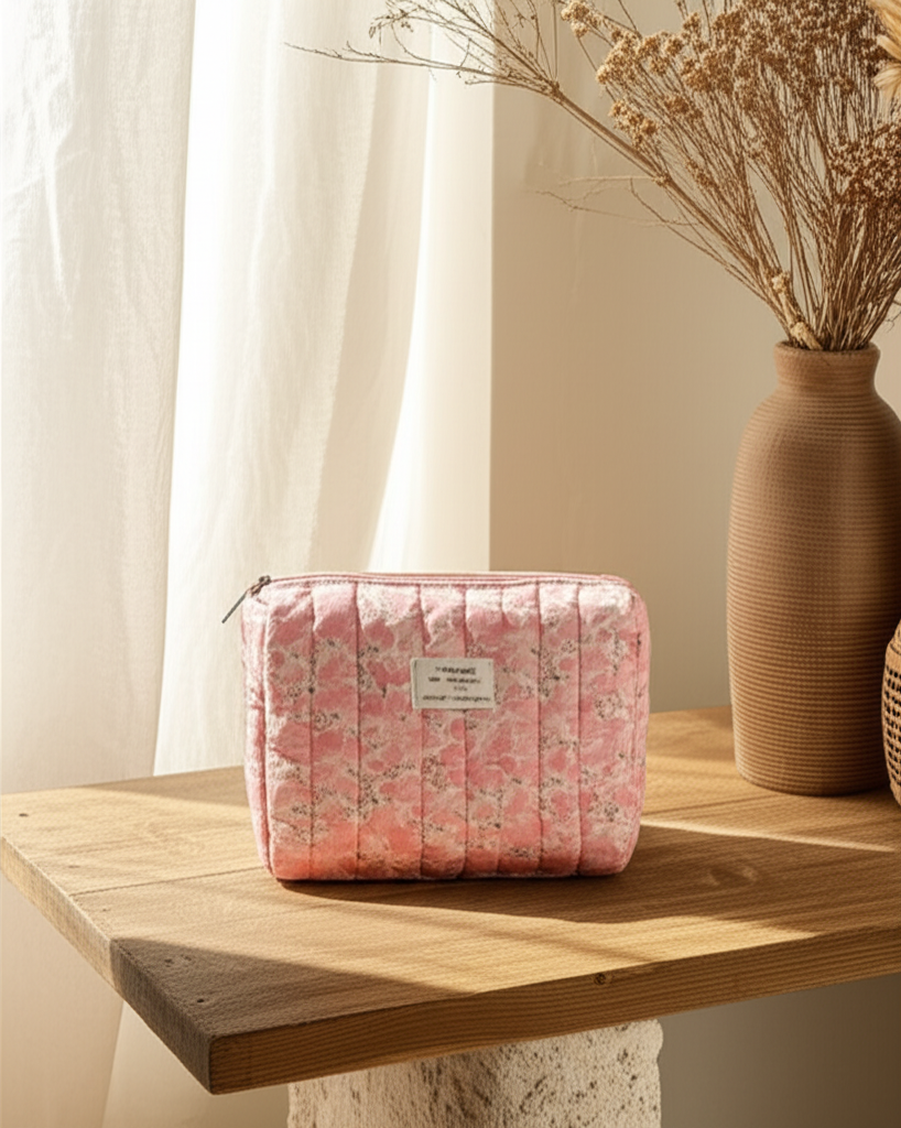 Trousse de toilette « Éclat Bohème » – Rose écrasée - Orra Atelier