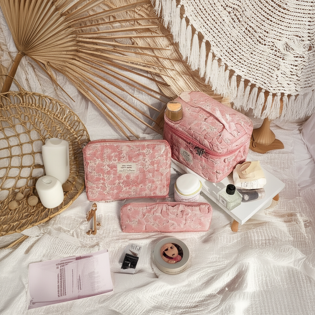 Trousse de toilette « Éclat Bohème » – Rose écrasée - Orra Atelier