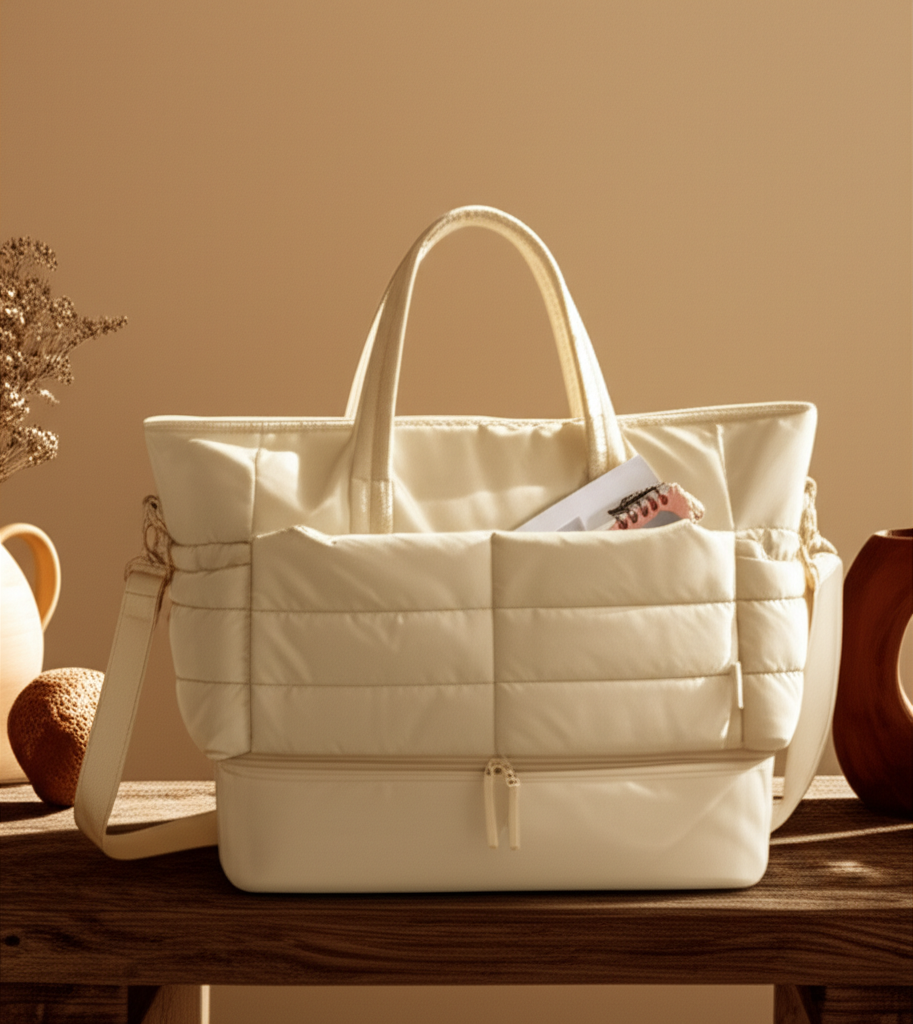 Sac week-end femme – Grand fourre-tout matelassé avec compartiment chaussures - Orra Atelier