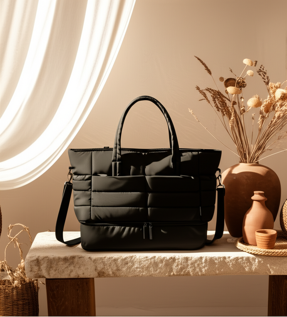 Sac week-end femme – Grand fourre-tout matelassé avec compartiment chaussures - Orra Atelier