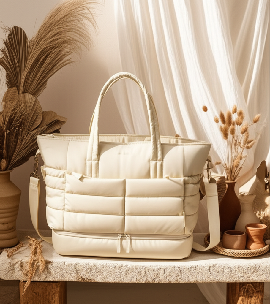 Sac week-end femme – Grand fourre-tout matelassé avec compartiment chaussures - Orra Atelier