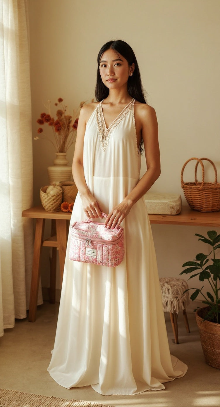 Trousse de toilette « Éclat Bohème » – Rose écrasée - Orra Atelier