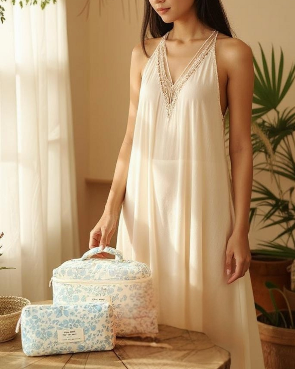 Trousse de toilette bohème en coton "orchidée" - Orra Atelier