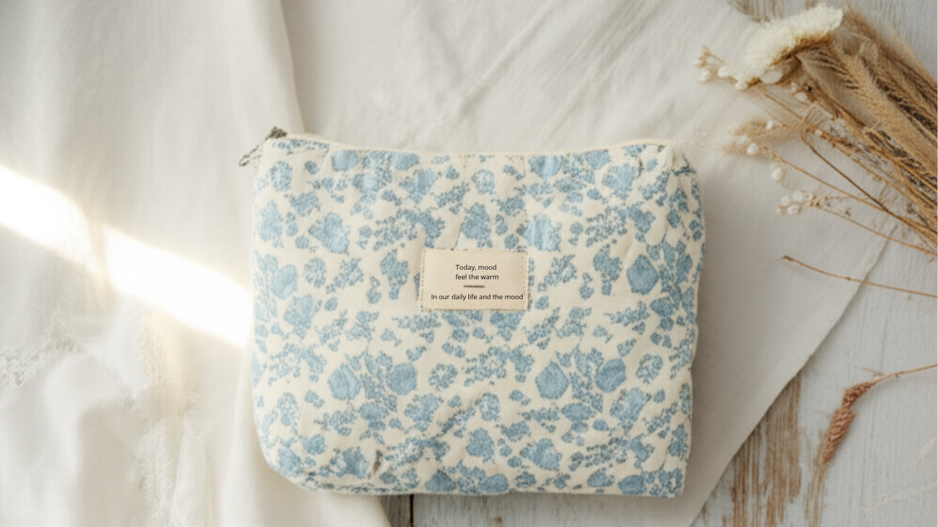 Ensemble de 3 Trousses de toilette bohème en coton "orchidée" - Orra Atelier