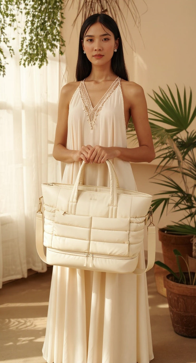 Sac week-end femme – Grand fourre-tout matelassé avec compartiment chaussures - Orra Atelier